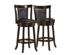 Cappuccino & Black Solid Wood Swivel Barstools